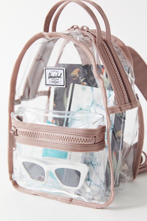 Backpacks Herschel, Backpack Designs, Girly Backpacks, Transparent Backpack, Concert Bags, Cute Mini Backpacks, Clear Backpack, Backpack Outfit, Mini Backpack Purse