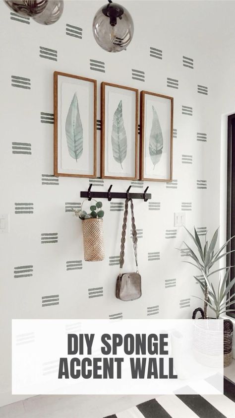 Easy DIY Project: Sponge Accent Wall in 2022 | Home remodeling, Magnolia home collection, Nursery accent wall Diy Freehand Accent Wall, Speckled Accent Wall, High Shelves In Bedroom, Split Accent Wall, Corner Wall Accent Ideas, Small Bathroom Accent Wall Paint, Half Bathroom Accent Wall Paint, Diy Stencil Accent Wall, Uneven Walls Decor Solutions