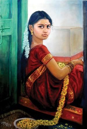 Apartment Bedroom Ideas For Women, Ravivarma Paintings, Bedroom Ideas For Women, Apartment Bedroom Ideas, Ravi Varma, Indian Women Painting, Indian Art Gallery, Tamil Girls, Revere Pewter