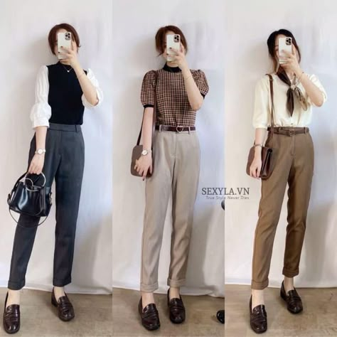 Smart Casual Korean Style, Korean Style Work Outfit, Business Casual Korean Outfits, Korean Outfit Office, K Style Korean Outfits, Korean Office Style Work Outfits, Korean Smart Casual Outfit, Korean Work Outfit, Korean Business Casual