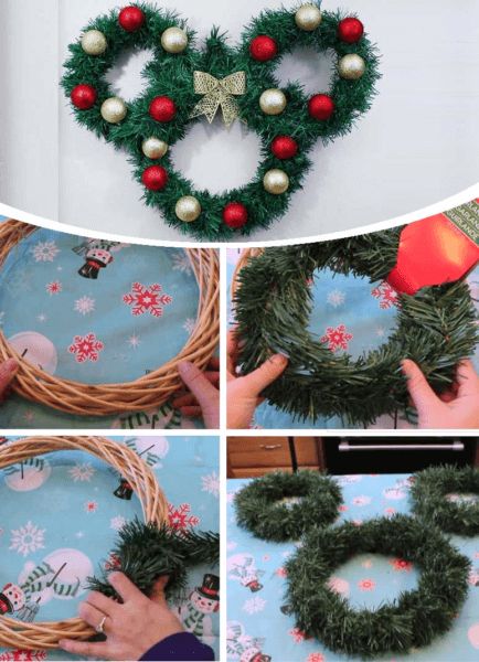 DIY Disney holiday home decor ideas to get you in the Christmas spirit Disney Christmas Crafts, Mickey Mouse Wreath, Diy Christmas Deco, Disney Wreath, Disney Christmas Decorations, Disney Diy Crafts, Disney Christmas Tree, Diy Disney, Simple Christmas Decor