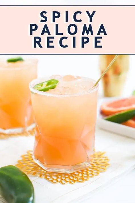 Spicy Paloma Cocktail Tequila, La Croix Cocktails, Spicy Paloma, Paloma Drink, Grapefruit Drink, Houston Lifestyle, Punch Drink, Paloma Recipe, Spicy Drinks