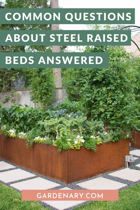 Common Questions About Steel Raised Beds Answered • Gardenary Steel Raised Beds, Metal Garden Beds, Raised Bed Garden Design, Garden Boxes Diy, Metal Raised Garden Beds, Corten Steel Planters, Vegetable Garden Raised Beds, Planter Beds, Veggie Patch