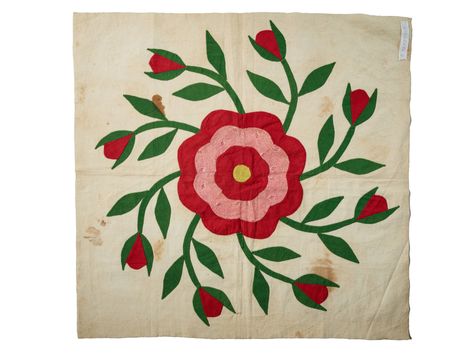 Rose Of Sharon Quilt, Card Symbols, Flower Reference, History Subject, Mailbox Design, Rose Of Sharon, Smithsonian Institution, Mini Charm, Antique Quilts