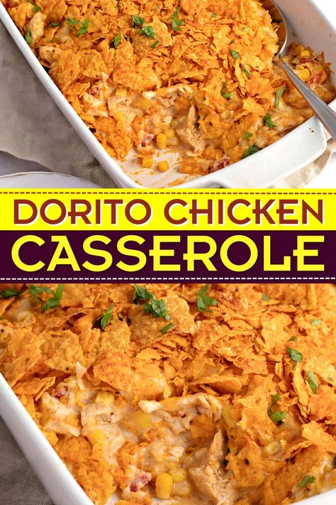 Dorito Chicken Casserole Dorito Chicken Casserole, Chicken Casserole Dishes, Doritos Recipes, Chicken Dorito Casserole, Dorito Chicken, Dorito Casserole, Casserole Chicken, Super Easy Recipes, Chicken Recipes Casserole