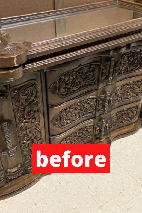 Decorate your home for cheap with these easy antique dresser hutch or table upcycle ideas. Perfect for your living room, kitchen, bedroom and entryway decor on a dime. Painted furniture color inspiration so check out the before and after makeover ideas. #hometalk Upcycled Credenza, Credenza Makeover, Before And After Makeover, Table Upcycle, Shabby Chic Patio, Hutch Furniture, Furniture Repurposing, Old World Furniture, Antique Kitchen Cabinets