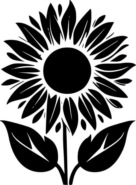 Sunflower Minimalist, Sunflower Silhouette, Sunflower Vector, Flowers Silhouette, Sunflower Clipart, Flower Silhouette, White Sunflowers, Simple Silhouette, The Sunflower