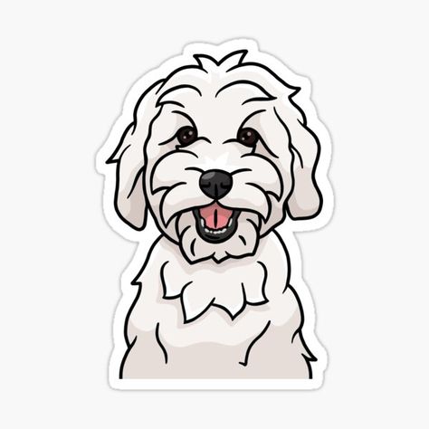 White Doodle Dog, White Goldendoodle, Painted Fraternity Coolers, Goldendoodle Art, Dog Drawing Tutorial, Pet Shop Logo, White Doodle, Dog Outline, Golden Doodle