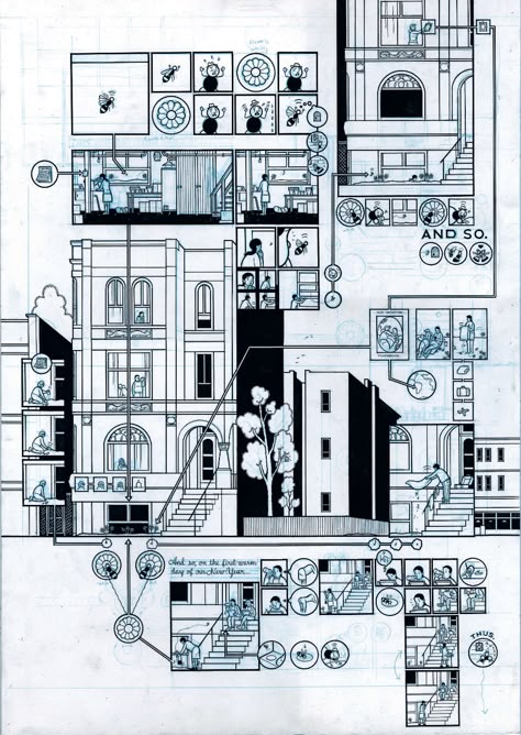 Drawing Inspiration: How Chris Ware Sees Chicago Chris Ware, American Comic, Chicago School, Comic Book Layout, Comic Layout, Horse Posters, Comic Book Pages, Diagram Architecture, American Comics