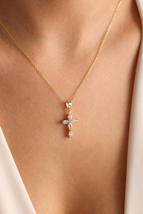 Cross Necklace, Cross Pendant, Cubic Zirconia Cross Necklace, Beautiful Cross Necklace, Religious Necklace, Christian Gifts, Christmas Gift CROSS NECKLACE Strong in faith, abiding in love, this meaningful cross necklace expresses her inner beliefs. The cross necklace is completely outlined with shimmering cubic zirconia accents. It is perfect for every occasion and everyday use Our products are carefully prepared by our company from 925 Sterling silver. We offer you years of experience, product Women’s Cross Necklace, Beautiful Cross Necklace, Flower Cross Necklace, The Cross Necklace, Wedding Cross Necklace, Womens Cross Necklace, Cute Christian Jewelry, Unique Cross Necklace, Pretty Cross Necklace