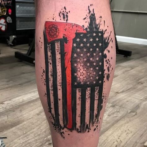 Sleeve Tattoos For Firefighters, Firefighter Ems Tattoo Ideas, 343 Firefighters Tattoos, Wild Land Firefighter Tattoo, Fire Hose Tattoo, Tattoo Ideas For Men Firefighter, Firefighter Tatoos Ideas, Fireman Tattoo Ideas Firefighters, Firefighter Flag Tattoo