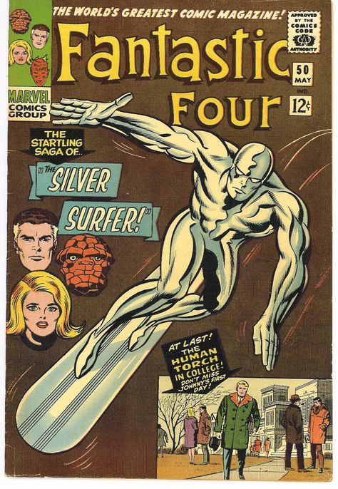 Fantastic Four 50 | ... towards fantastic four no 50 from the piece forty four years after it New Fantastic Four, Fantastic Four Movie Poster, Fantastic Four World's Greatest Heroes, Marvel The Thing Fantastic Four, Baxter Building, Marvel Covers, The Silver Surfer, Silver Surfer Comic, Cover Comic