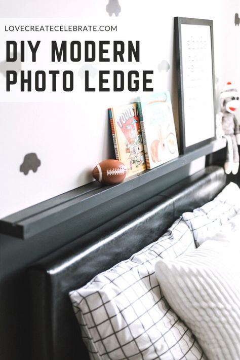 Picture Ledge Bedroom, Diy Ledge Shelf, Living Room Floating Shelves, Diy Picture Ledge, Room Floating Shelves, Book Ledge, Picture Ledge Shelf, Photo Ledge, Photo Shelf