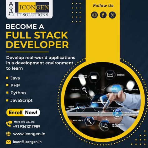 🌟 Become a Full Stack Developer in Chennai with iconGen IT Solutions! 🌟 💻 Master front-end and back-end development. 🖥️ Learn from industry-leading experts. 🎓 Hands-on projects to build a strong portfolio. 📅 Flexible schedules to suit your needs. Join us and launch your career in web development! 🚀👨‍💻 𝐕𝐢𝐬𝐢𝐭: https://www.icongen.in/java-full-stack-developer-course 𝐄𝐧𝐪𝐮𝐢𝐫𝐞 𝐧𝐨𝐰: 093612 17989 #JavaFullStack #FullStackDevelopment #Chennai #IconGenITSolutions Web Development Course, Full Stack Developer, Online Training Courses, User Settings, It Solutions, Learn To Code, Front End, Training Courses, Online Training