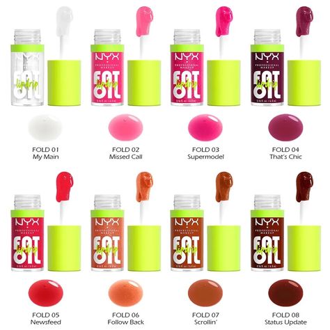 Lips pumped with FAT perks. FAT shine. FAT protection. Giving you FAT hydration for 12HR! Easy application with our FAT applicator, one swipe is all you need. 8 flexible shades, comfortable wear, non-sticky texture, high shine finish, Fat oil lip drip is a triple threat! Nyx Fat Oil Lip Drip, Nyx Fat Oil, Penyimpanan Makeup, Fat Oil, Dripping Lips, Tinted Gloss, Nyx Lip, Makeup Bag Essentials, Tinted Lip Gloss