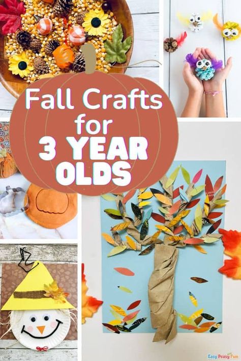 These fall crafts for 3 year olds will help children work on fine motor skills and color recognition while igniting the senses and learning about Fall.   Fall crafts are a great way to celebrate Fall Crafts For 3 Yrs Kids, Fall Crafts 3 Year, Three Year Old Fall Crafts, Crafts For 3yrs Old Fall, Crafts 3 Year, Arts And Crafts For Three Year Olds, Fall Crafts For Two Year Olds, Crafts For Four Year Olds, Craft Ideas For 3 Year