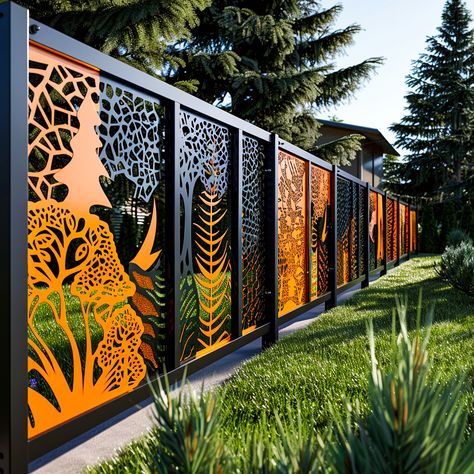 Beyond Barriers: Unveiling the Artistry of Unique and Creative Metal Fence Designs - ArtistryApex.com Recycled Fence Ideas, Beach Wall Murals, Front Gate Design, Boundary Walls, Landscape Wall Decor, Metal Fence, Landscape Features, Fence Design, Gate Design