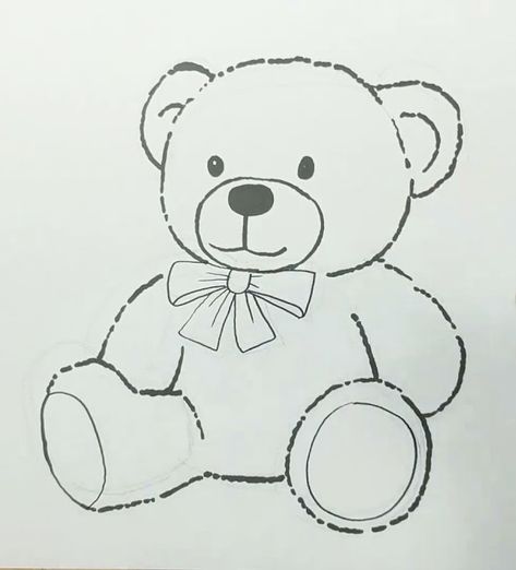 tut: https://youtu.be/vLNcoigS70c Chibi Outline, 2025 Journal, Teddy Bear Drawing, Bow Drawing, Pencil Sketchbook, Bear Drawing, Baby Shark, Girls Bows, Stuffed Toy