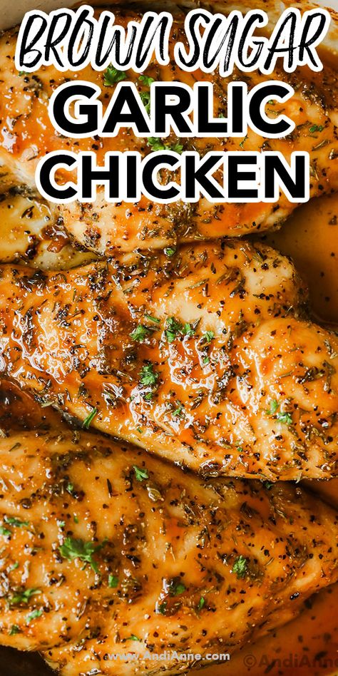 Brown Sugar Garlic Chicken Brown Sugar Garlic Chicken, Quick Chicken Breast Recipes, Chicken Breast Oven, Garlic Brown Sugar Chicken, Garlic Chicken Recipe, Brown Sugar Chicken, Chicken Breast Recipes Baked, Chicken Breast Recipes Easy, Fast Dinner Recipes