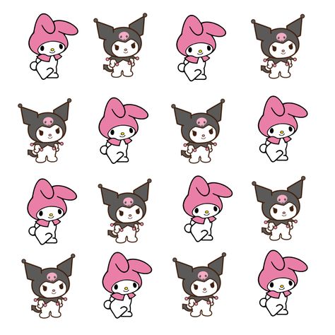 (Free to print out) Kuromi Stickers Printable, Kuromi Decor, Melody Sticker, Kuromi And My Melody, My Melody And Kuromi, Melody And Kuromi, Hello Kitty Printables, Adorable Stickers, My Melody Kuromi