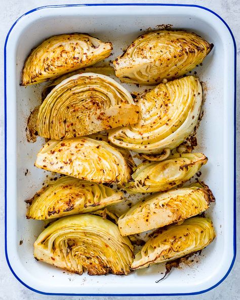 Roasted cabbage is one of my favorite wintertime vegetable! Try it out...i bet it will be one of your faves too! Ingredients: 3 Tbsps extra-virgin olive oil, or avocado oil 1 head green cabbage pinch garlic powder, or to taste pinch red pepper flakes, or to taste sea salt and ground black... Clean Eating Side Dishes, Cabbage Side Dish, Clean Eating Vegetarian, Roasted Cabbage, Clean Food Crush, Food Crush, Green Cabbage, Cabbage Recipes, Clean Food