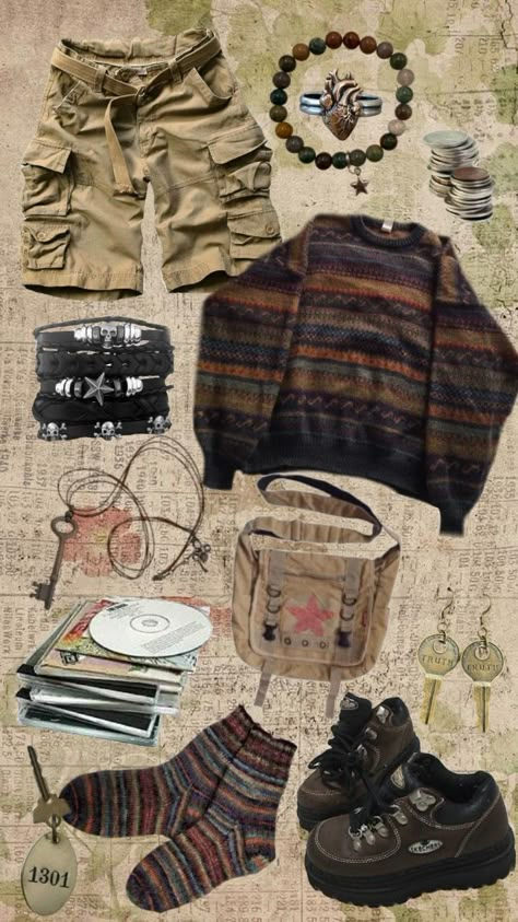 Cryptidcore Outfit Summer, Crow Core Fashion, Goblin Core Outfit Masc, Swampcore Outfits, Apocalyptic Aesthetic Outfits, Crow Core Aesthetic, Older Brother Core Outfit, Grungecore Outfits, Therian Style