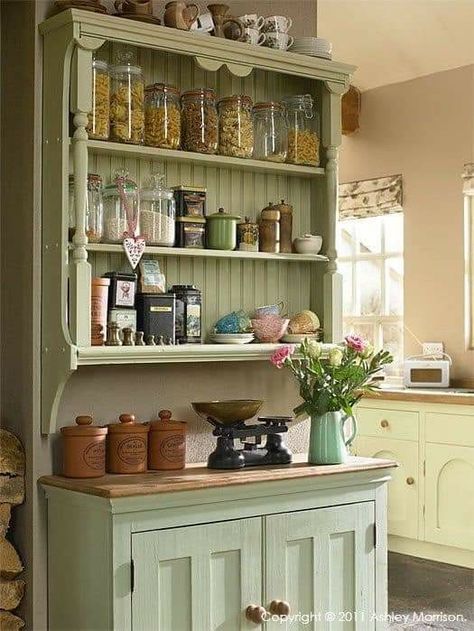 Kitchen Hutch, Wainscoting Panels, Green Kitchen Cabinets, Kitchen Dresser, Home Coffee Bar, Kitchen Cabinet Styles, Cottage Kitchens, Cabinetry Design, Refresh Your Home