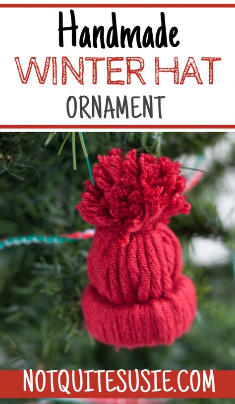 Love making unique and personalized handmade ornaments with your kids? This easy rustic DIY winter hat ornament is adorable and so fun to make for Christmas! Stocking Cap Ornament, Beanie Ornament Diy, Winter Hat Ornaments Diy, Diy Hockey Ornaments, Hockey Lace Crafts, Hockey Ornaments Diy, Fcs Teacher, Winter Hat Craft, Diy Christmas Ornaments Rustic