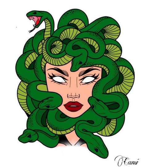 Madussa Painting, Medusa Canvas Painting, Medusa Painting Easy, Medusa Art Drawing, Cartoon Medusa, Medusa Color, Medusa Painting, Medusa Drawing, Tree House Drawing