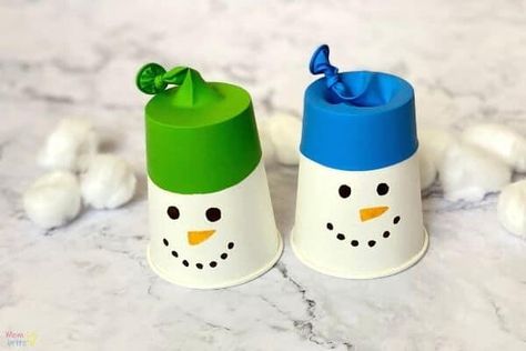 Snowball Shooter Craft, Snowman Snowball Shooter, Snowball Launcher Stem, Cotton Ball Launcher, Snowman Shooters, Frosty The Snowman Crafts, Snowball Shooters, Marshmellow Shooter, Snow Owl Craft