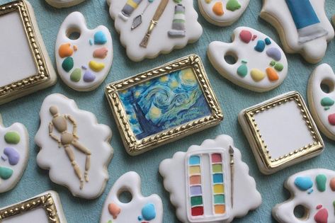 Hand Painted Cookies, Paint Cookies, Sugar Cookie Designs, Cute Baking, Painting Party, The Starry Night, Pretty Cookies, Fancy Cookies, Creative Cookies