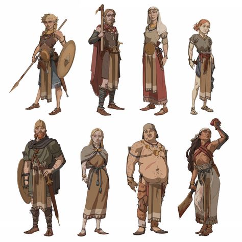 ArtStation - Late Bronze Age (character exploration), Pavel Hristov Croquis, Bronze Age Fashion, Explorer Concept Art, Pavel Hristov, Bronze Age Clothing, Medieval Character Design, Character Exploration, Bronze Age Civilization, Aged Clothing