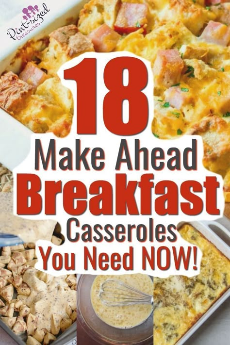 Make ahead breakfast casseroles that every family needs! This list from Pint-sized Treasures helps answer the question. Whats for breakfast? Now breakfast can be hearty, crazy-good, and super simple! Check this list out today and impress your family tomorrow. Breakfast Casserole Ideas Easy Recipes, Make Ahead Easy Breakfast Ideas, Breakfast Casseroles That Freeze Well, One Pan Breakfast Casserole, Breakfast Casserole For Large Crowd, Make A Head Breakfast Casseroles, Do Ahead Breakfast Ideas, Breakfast Casserole Easy Simple, Make Ahead Breakfast Bake