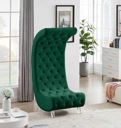 Shape Silhouette, Curved Chair, Velvet Slippers, Chair And Ottoman Set, Velvet Ottoman, Acrylic Legs, Velvet Accents, Velvet Accent Chair, Crescent Shape