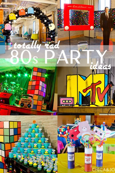 80s Decor Party, 80s Prom Ideas, 80s Theme Decor, 80s Themed Halloween Party, 1980 Party Ideas Decoration, Decades Theme Party Decoration, 80s Theme Party For Men, Nineties Party Decorations, 80 Party Theme