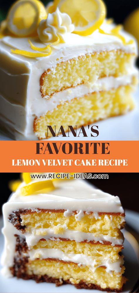 A delicious homemade Lemon Velvet Cake, showcasing the bright and moist texture with lovely lemon flavor. This pin features 2 images capturing its gorgeous layers and tempting slices. Homemade Lemon Cake Recipes Easy, Easy Scratch Cake Recipes, The Best Lemon Cake, Bake Cake For Beginners, Lemon Cakes Recipes, Catch A Husband Cake Recipe, Lemon Velvet Cake Recipe, Lemon Cake Recipe From Scratch, Best Cake Recipe Ever