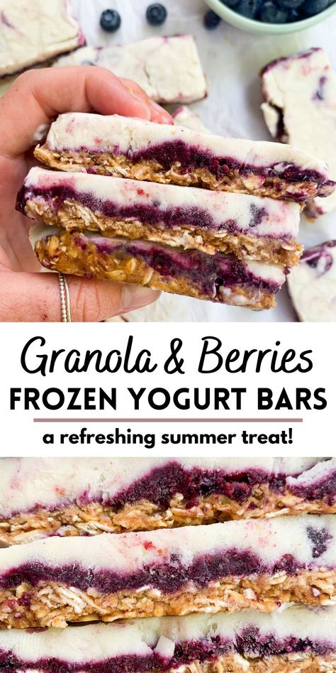 Granola Dessert Recipes, Summer Healthy Desserts, Baked Yogurt Recipe, Frozen Yogurt Bark Recipes, Light Desserts Recipes Healthy, Healthy Yogurt Recipes, Yogurt Granola Bars, Healthy Summer Dessert Recipes, Yogurt Dessert Recipes