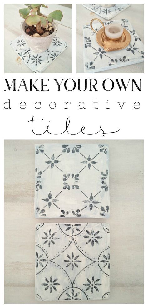 A Morning Cup of Joe Features and Linky Party Fun - The Cottage Market How To Make Tiles Easy Diy, Make Your Own Tiles, Hand Painted Tiles Diy, Diy Tableware, Weekend Crafts, Farmhouse Crafts, Tile Crafts, Diy Tile, Easy Diy Projects