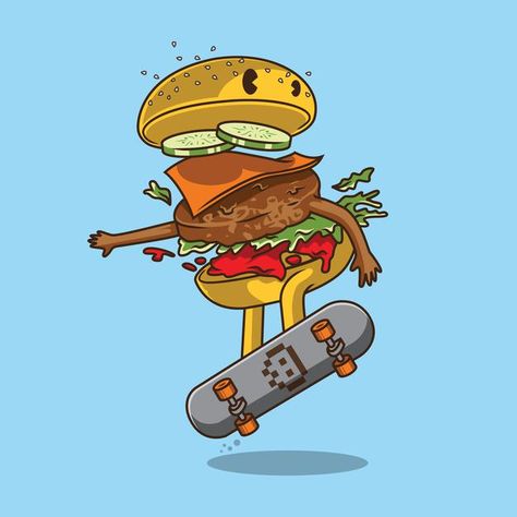 Hamburger Character Design, Burger Character, Burger Drawing, Burger Cartoon, Burger Cheese, Mondrian Art, Football Drawing, Background Food, People Design