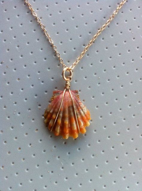 Pink Shell Necklace, Necklace Guide, Sunrise Shell, Gold Leaf Necklace, Dainty Diamond Necklace, Floating Necklace, Seashell Jewelry, Seashell Necklace, Necklace Craft