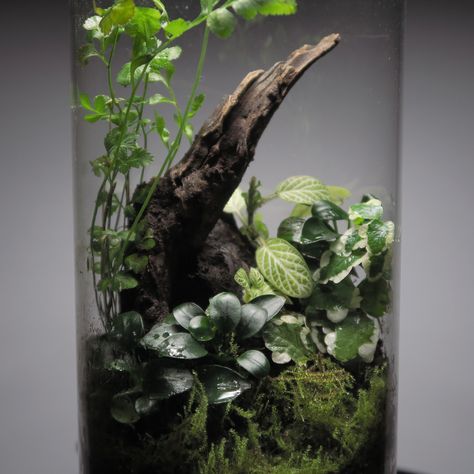 Terrarium using fittonia, fern, anubias, ficus pumila and hupnum moss #terrarium #terrascape #jungleinajar #forestinajar #theurbannemophilist #fittonia #ferns #anubiasnana #anubias #creepinfig #terrariumplants #terrariumdiy Fern Terrarium, Fittonia Terrarium, Plant Room Aesthetic, Terrarium Scene, Tropical Terrariums, Ficus Pumila, Plants In Jars, Beautiful Terrariums, Beautiful Outdoor Living Spaces