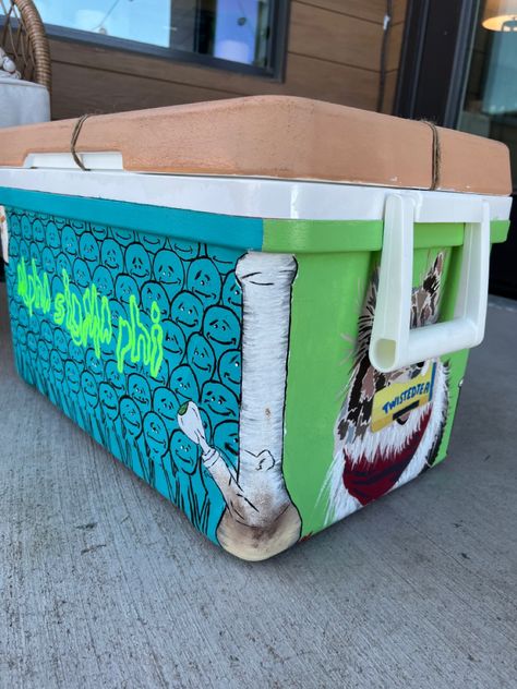 Frat Cooler Name Ideas, South Park Frat Cooler, Frat Cooler Sides, Vegas Cooler Fraternity, Frat Cooler Corner Ideas, Cooler Painting Ideas For Guys, Pike Frat Cooler, Frat Cooler Corners, Frat Coolers Ideas Formal