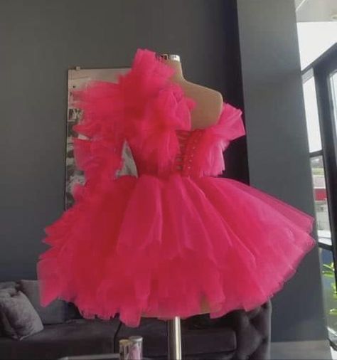 Pink Prom Dresses, Party Dress Short, Tulle Prom Dress, Real Pictures, Above Knee, Prom Gown, Knee Length, One Shoulder, Prom