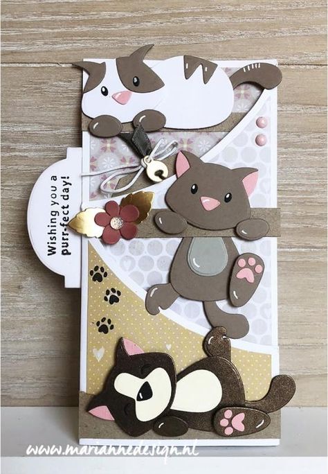 Eline's kitten » Marianne Design Marianne Design Cards, Cats Design, Design Cards, Diy Paper Crafts Decoration, Design Card, Cat Cards, Marianne Design, Birthday Cards Diy, Punch Cards