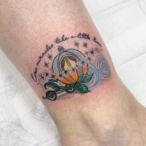 Cinderella Tattoo, Disney Inspired Tattoos, Barbie Tattoo, Disney Sleeve Tattoos, Forearm Tattoo Quotes, Pumpkin Tattoo, Wicked Tattoos, Kawaii Tattoo, Tattoo Photography