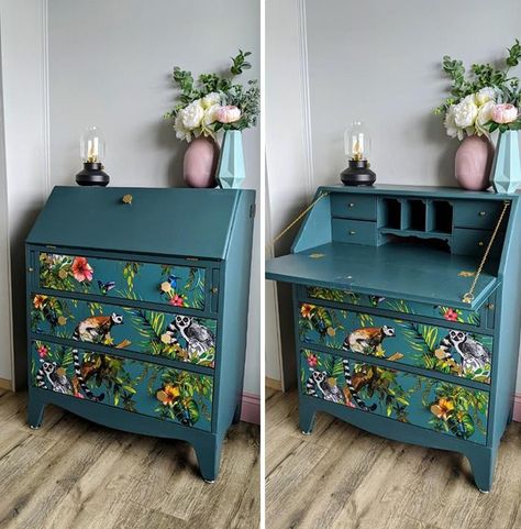 Old Handmade Writing Desk Turned Into A Changing Table For The New Nursery Desk Upcycle Ideas, Bureau Upcycle, Desk Upcycle, Writing Bureau, Upcycled Furniture Diy, Upcycle Ideas, Desk Makeover, Secretary Desk, Diy Furniture Renovation