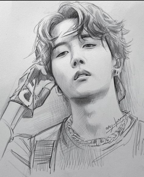 J-hope Hope Drawing, Classroom Pictures, Cartoon Body, Watercolor Portrait Painting, Bts V Pictures, Realism Art, Bts Drawings, Book Art Drawings, Painting Art Projects