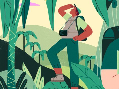 Nature Explorers by Diana Traykov on Dribbble Explorer Character, Nature Vector Illustration, Sidewalk Paint, Vector Illustration Character, Motion Graphics Inspiration, Vector Character, People Illustration, Figure Drawing, Character Illustration