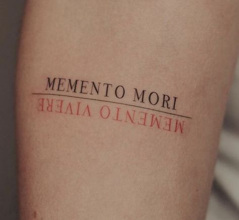 Memento Mori Tattoo, Carcase Iphone, Writing Tattoos, Text Tattoo, Geniale Tattoos, Tattoo Style Drawings, Discreet Tattoos, Subtle Tattoos, Black Ink Tattoos