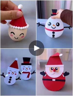 6.5M views · 65K reactions | How to Make Snowman | Christmas Craft | Easy Snowman Craft Ideas for kids to make at home | By Home Decor | Everyone, welcome to our
Facebook page. Put marble inside this white balloon and
tie a knot at the tip like this. Now we are going to blow
the balloon and we are making a creative craft. We are pasting
strips, ice and hat. We are making snowman and look it's
ready. We are going to remove the yolk from the egg on a
container. Now take some tissue paper, tear it and fill it like
we are doing here. Put water inside the egg. Now cover it
using red cone, add more details like this, draw eyes
and its and look your rocking egg is ready. We are going to
fill this bottle lid with marble and clay and look it is
rocking like this. Now we are going to cut two circles Christmas Craft Easy, Snowman Craft Ideas, How To Make Snowman, Making Snowman, Make Snowman, Crafty Christmas Gifts, Paper Tear, Snowman Craft, Make A Snowman